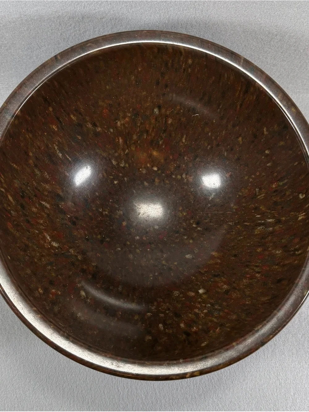 Vintage Melanine Mixing Bowl in Speckled Brown and Multicolor Flecks. #118 USA